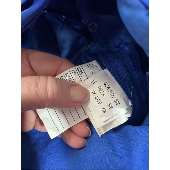 Mori Lee Madeline Gardner Size 5/6 Designer Formal Dress Strapless Blue Sequin A - Picture 16 of 16